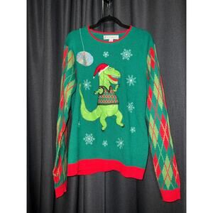 Ugly Christmas Sweater Xmas Size Large Dinosaur